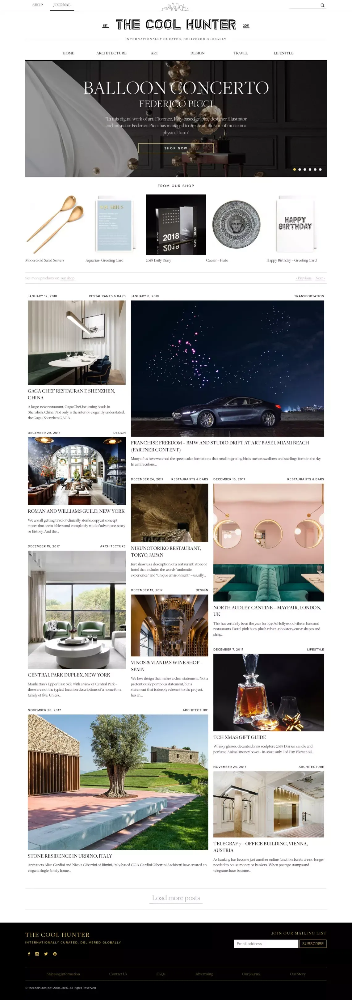 Journal index - The Cool Hunter - The Cool Hunter					 - Blog design