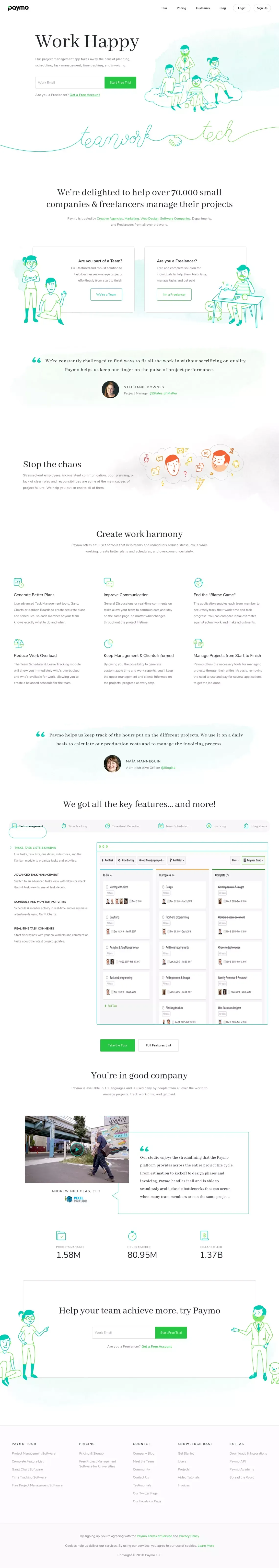 Paymo -		Moving Projects Forward	 - Landing design