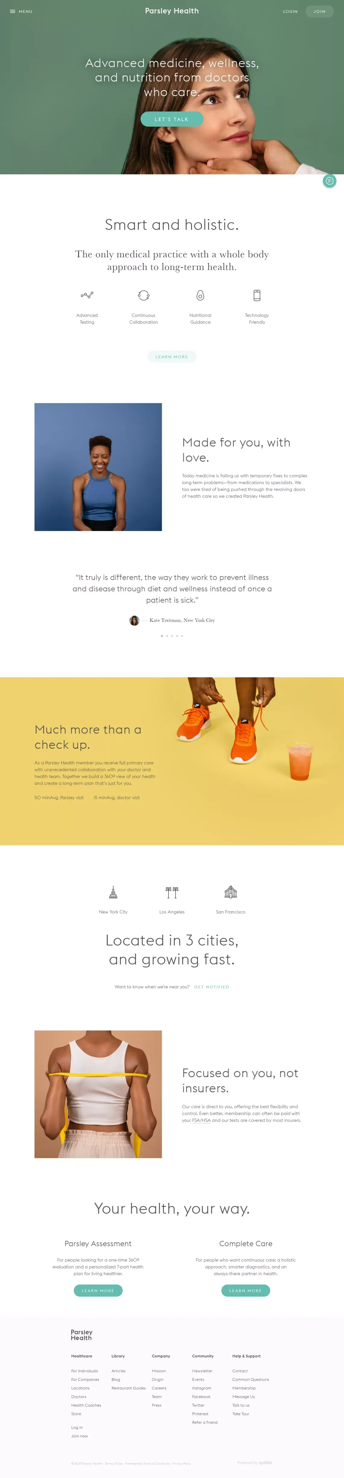 Parsley Health - Advanced Medicine, Nutrition and Wellness - Landing design