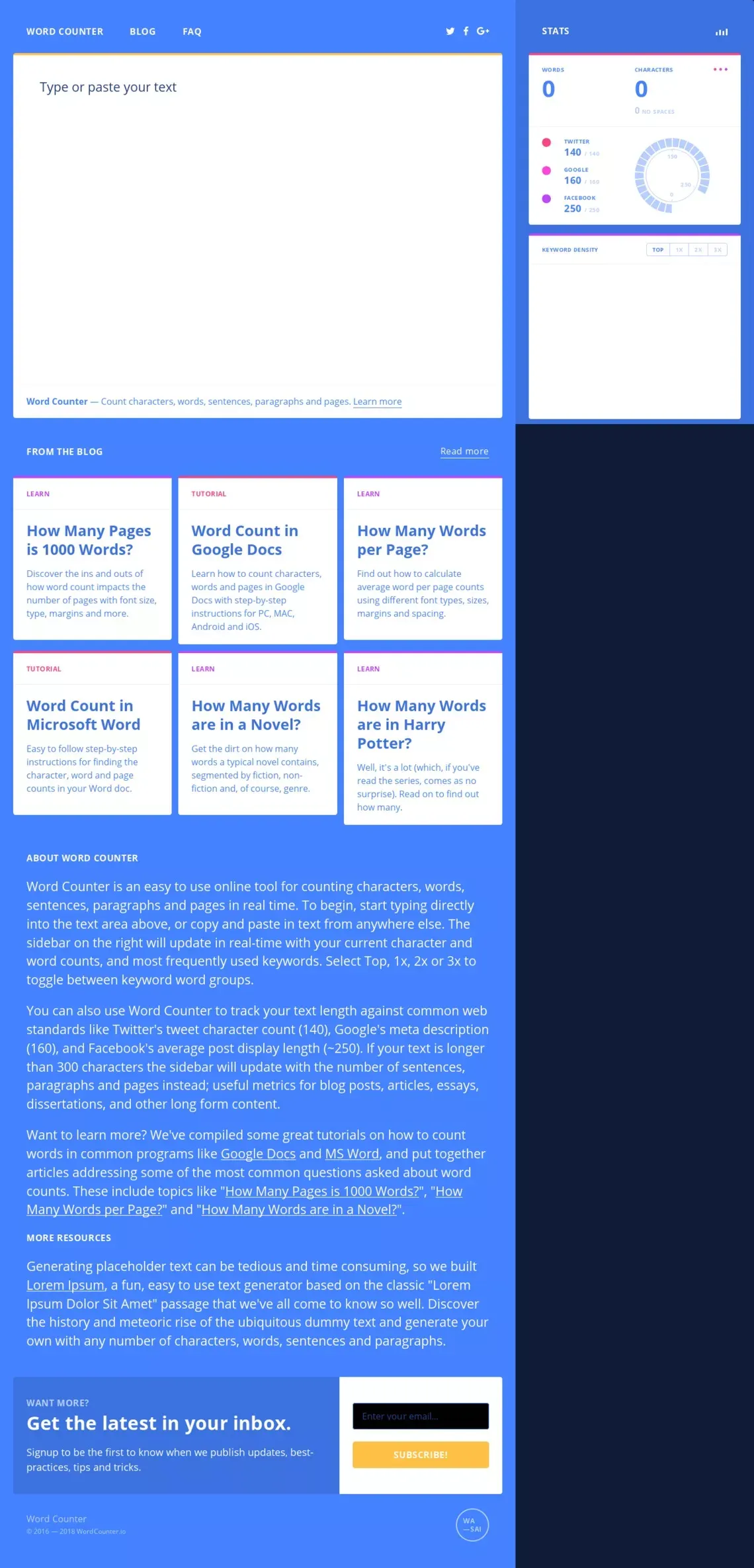 Word Counter - website design