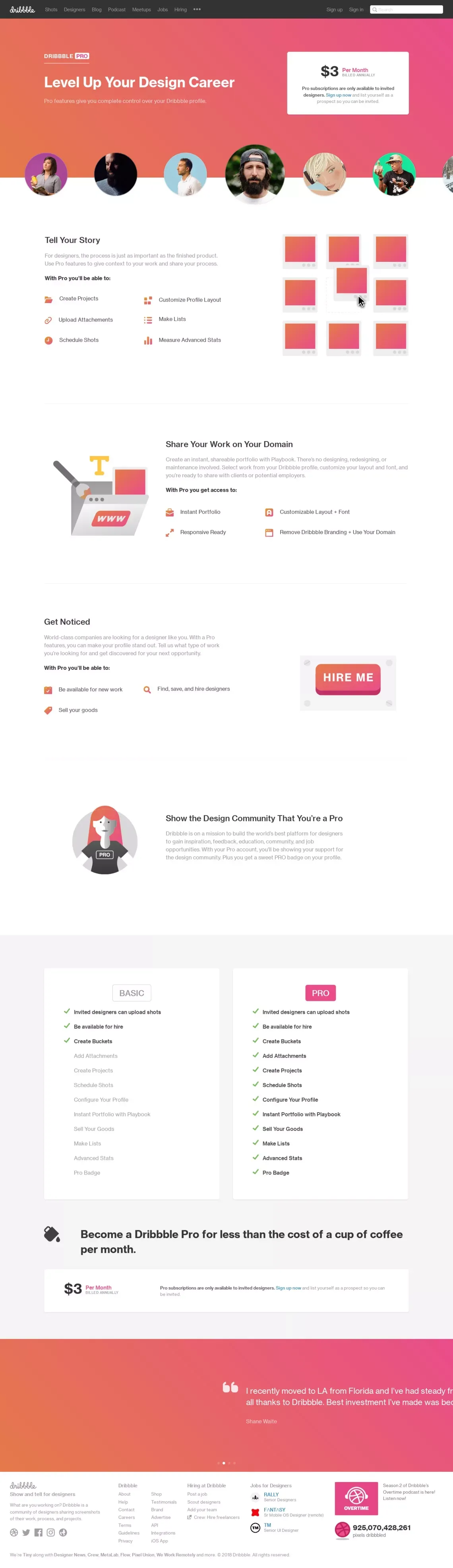 Dribbble Pro - Dribbble - Landing design