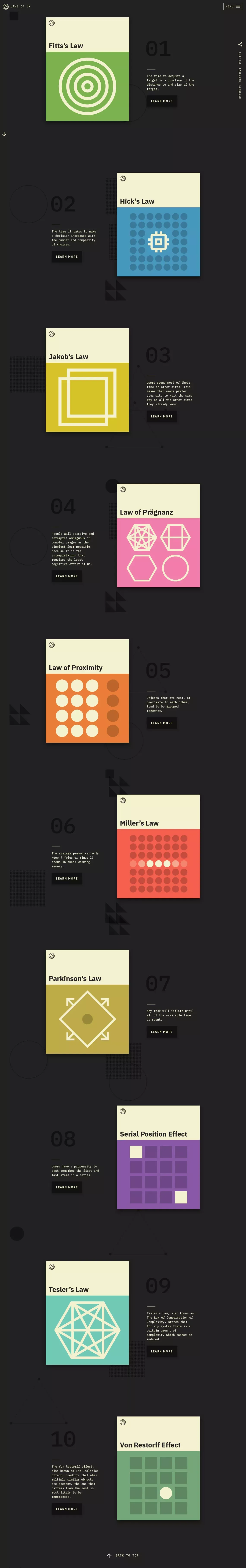 Home | Laws of UX - Landing design
