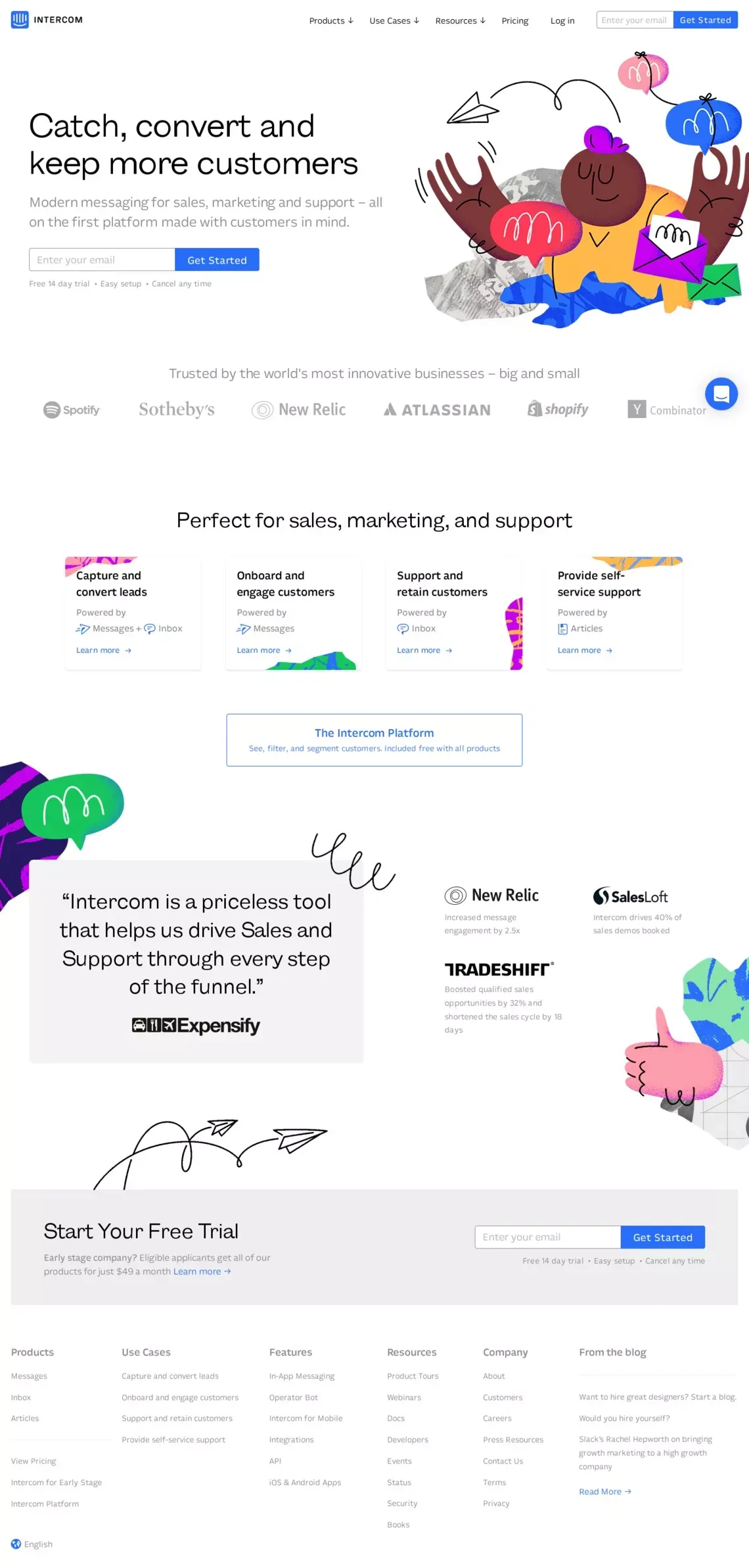 Customer Messaging Platform | Intercom - Landing design