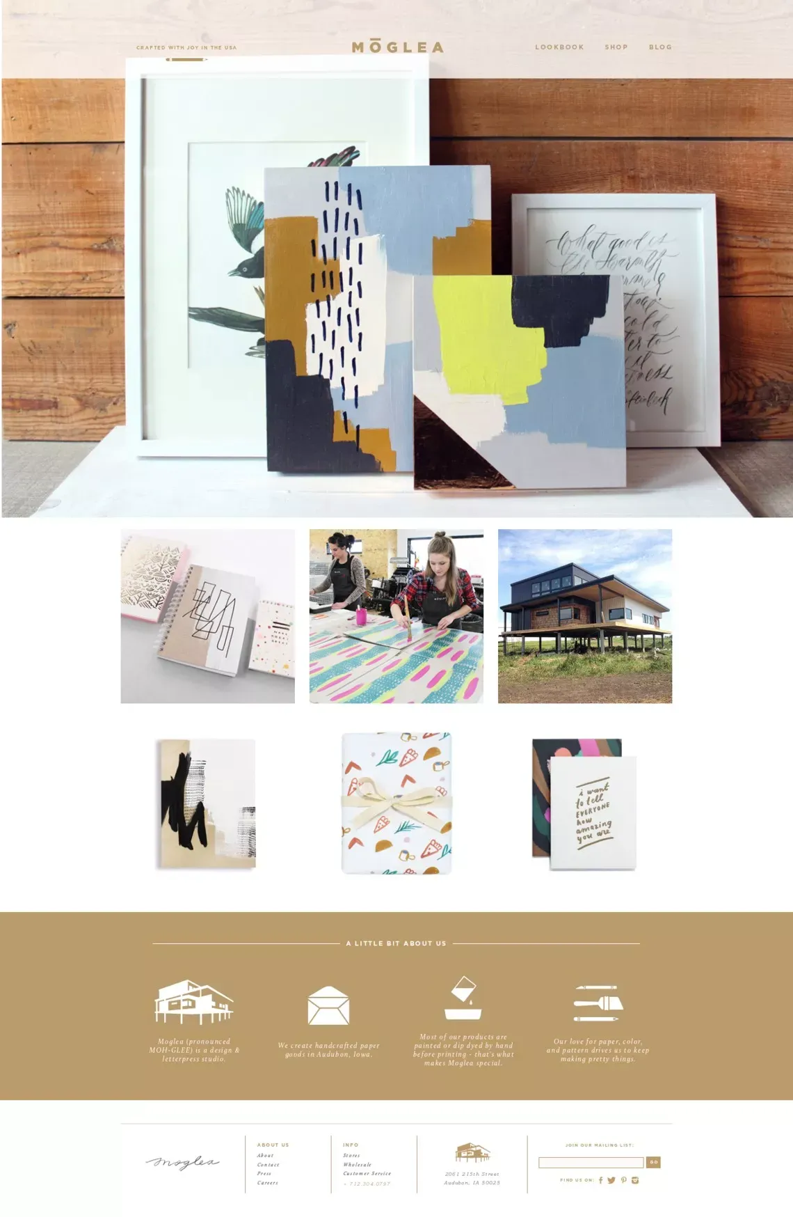 Moglea | A design & letterpress studio - Landing design