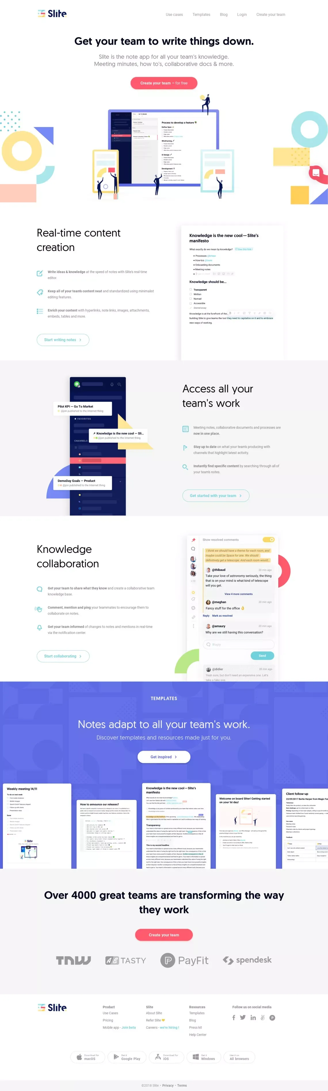 Slite: The note app for teams - Landing design