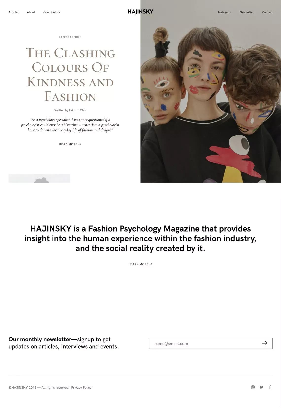 HAJINSKY — The Fashion Psychology Magazine - Blog design