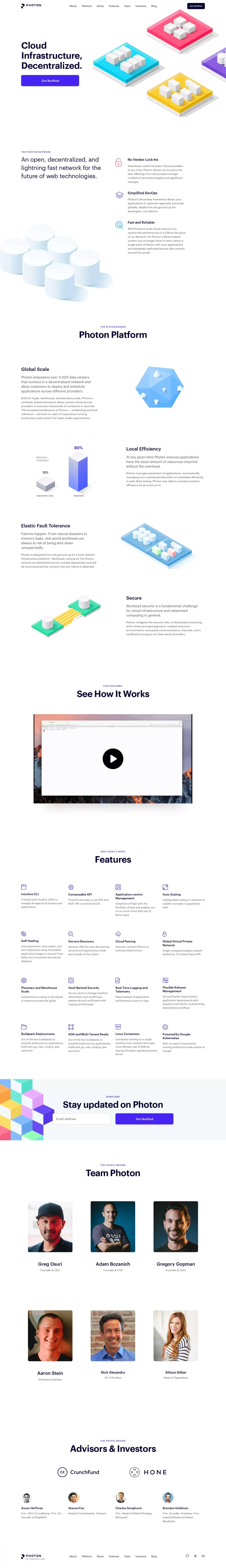 Photon Network - Landing design