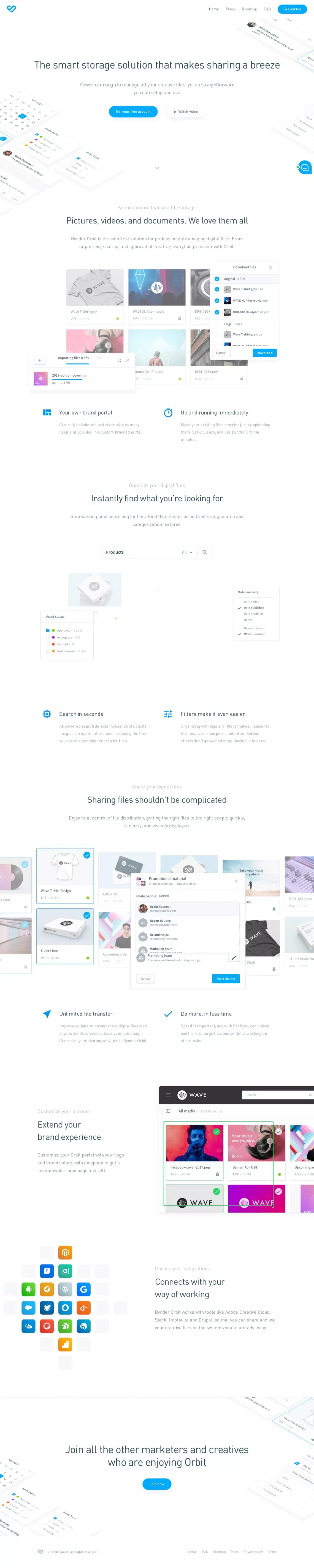 The smart solution for creative file management is here - Landing design