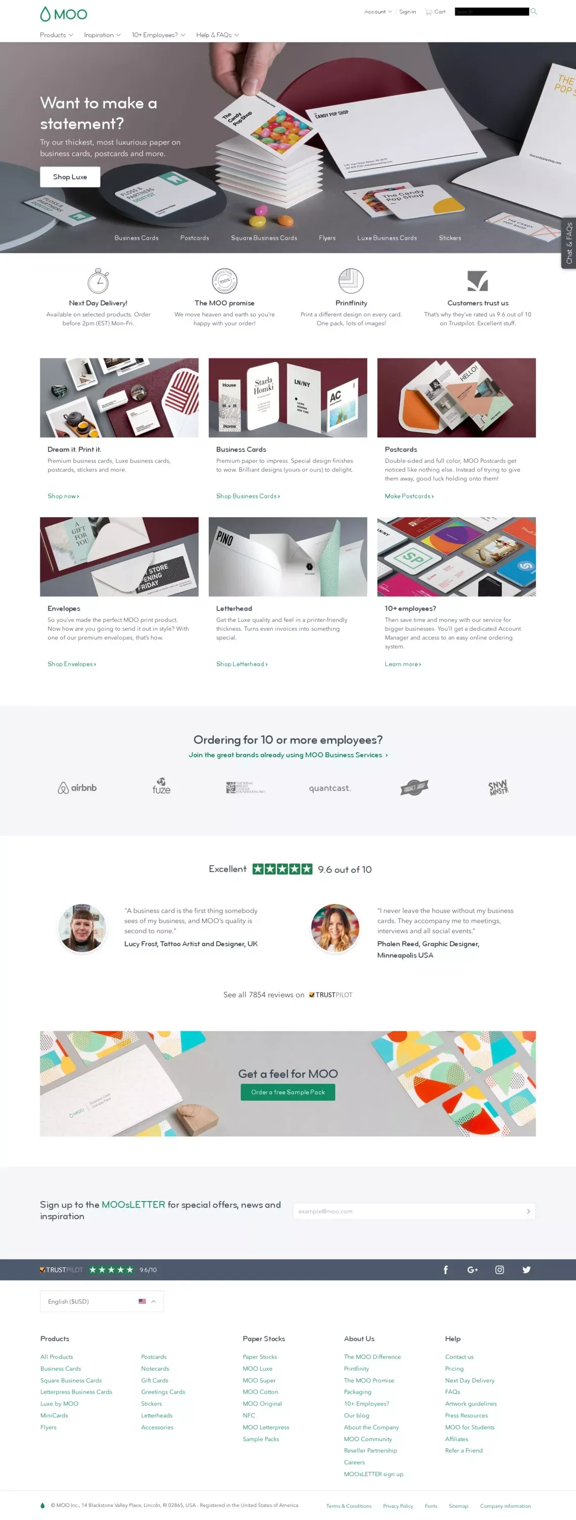 MOO | Custom Online Business Printing & Design - Ecommerce design