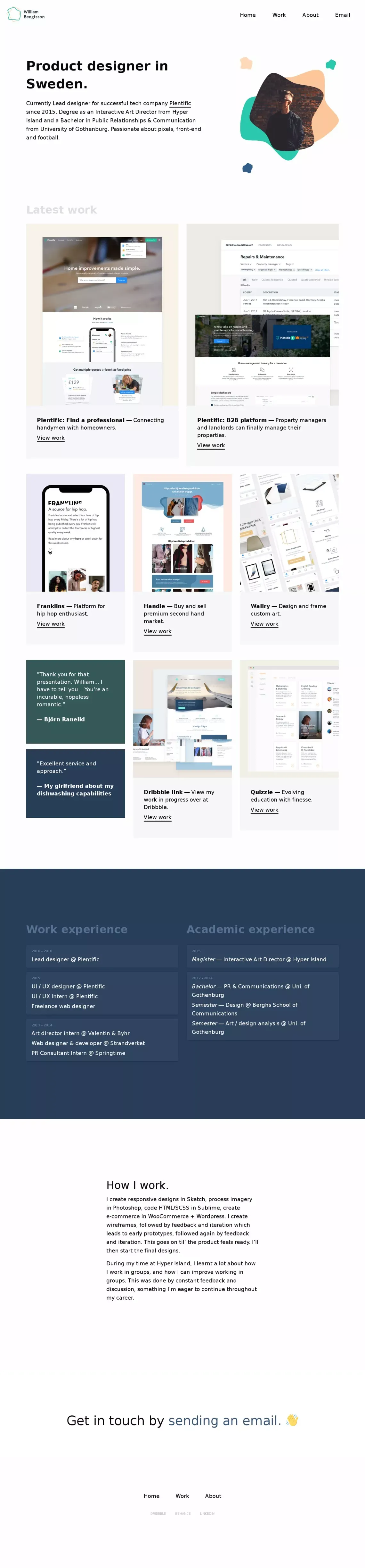 Product designer - William Bengtsson - website design