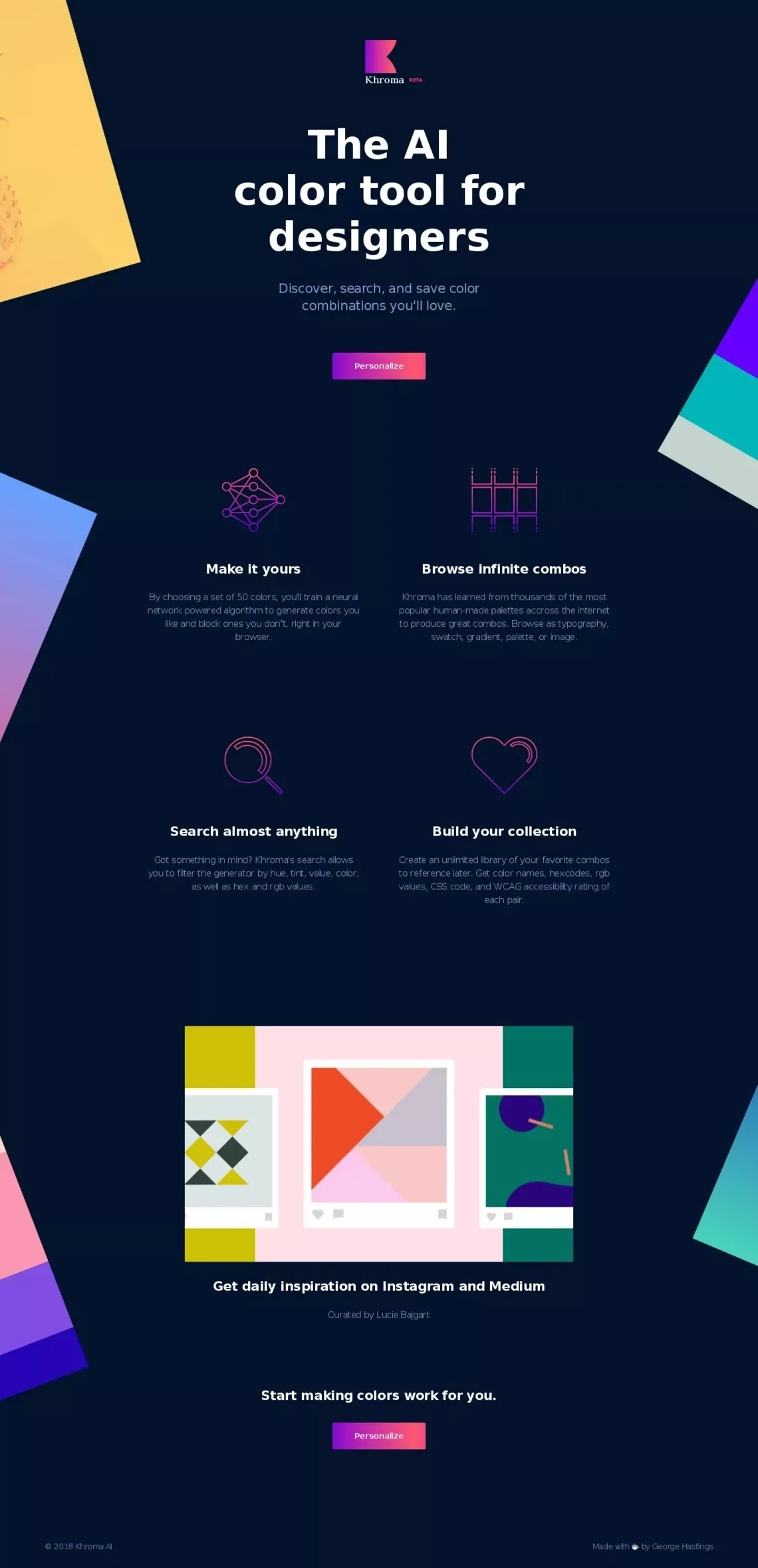 Khroma - The AI color tool for designers - website design