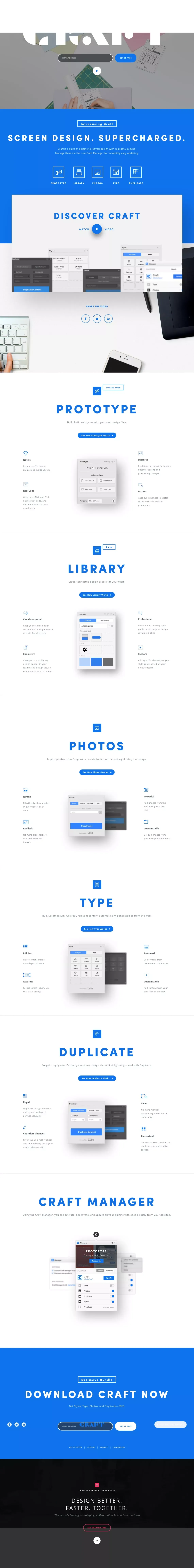 Craft by InVision LABS - Landing design