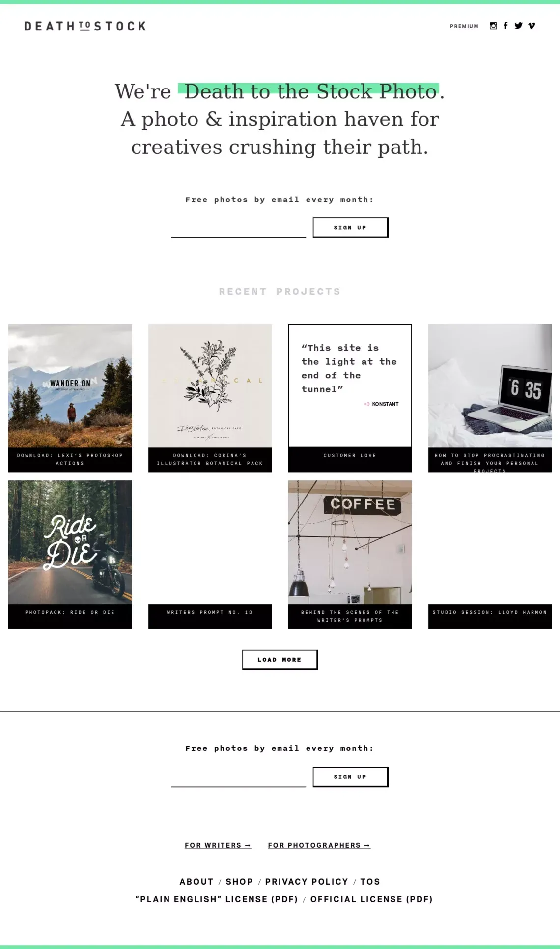Home - Death to the Stock Photo - Landing design