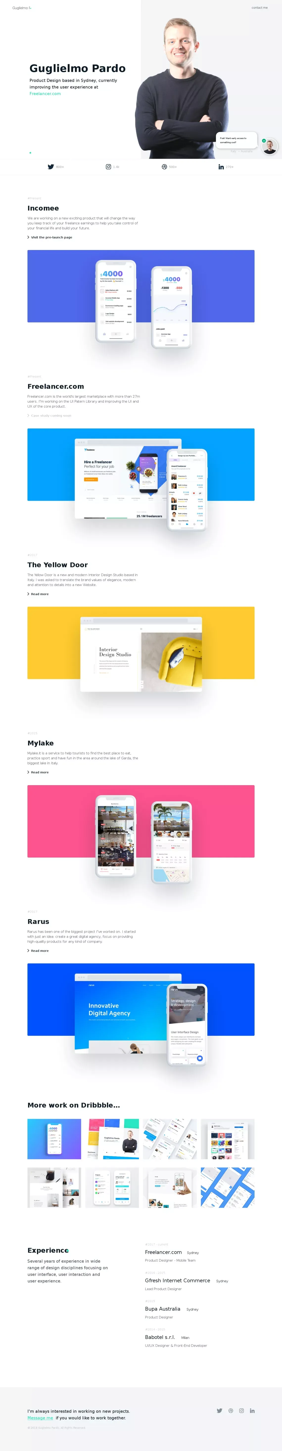 Guglielmo Pardo - Product Designer - website design