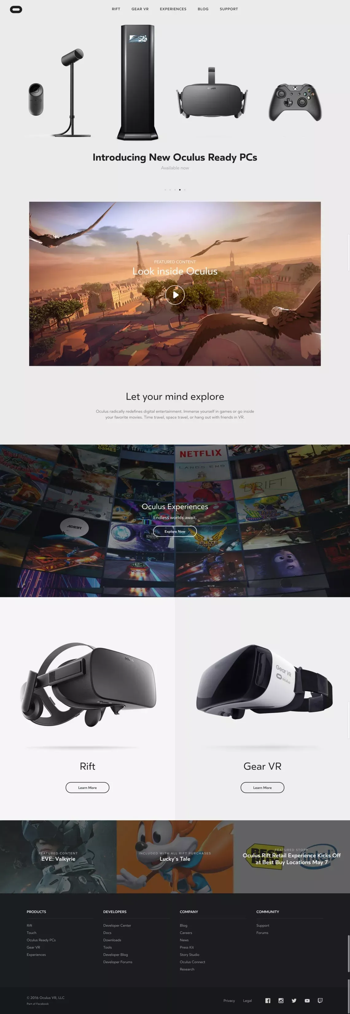 Oculus - Landing design