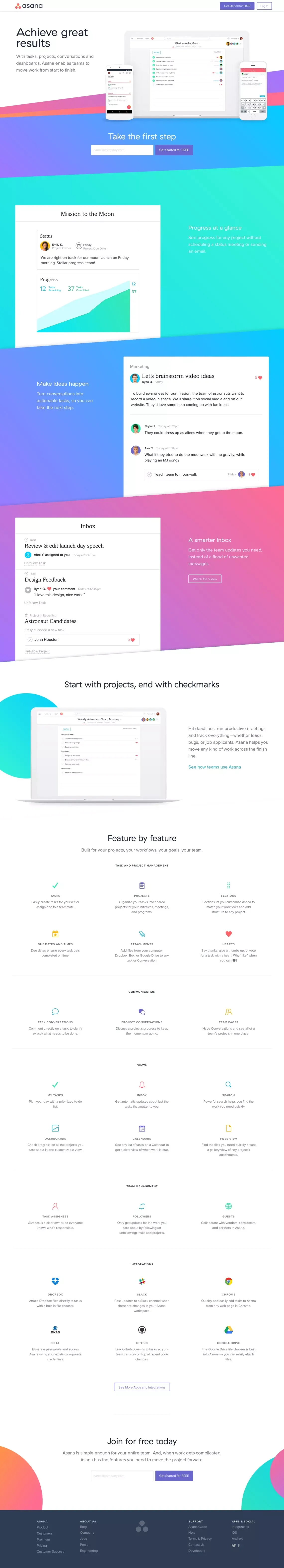 Product · Asana - Landing design