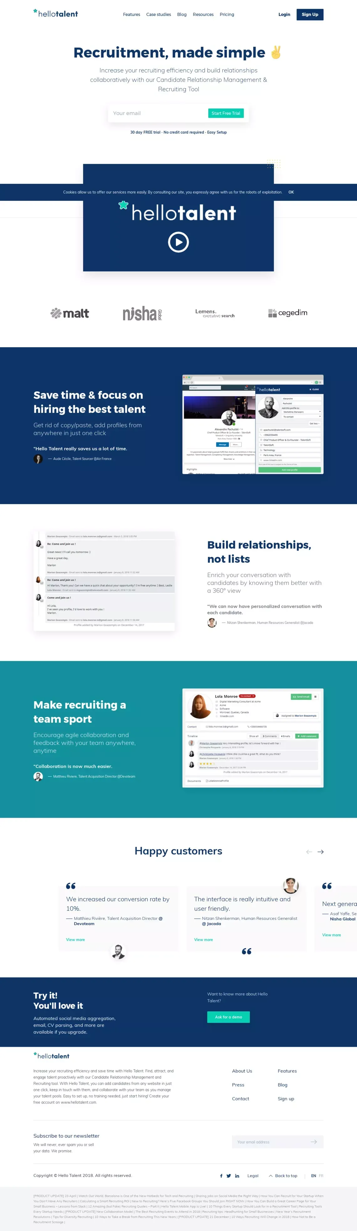 Hello Talent - Candidate Relationship & Recruiting Tool - Increase your recruiting efficiency and save time with Hello Talent. - website design