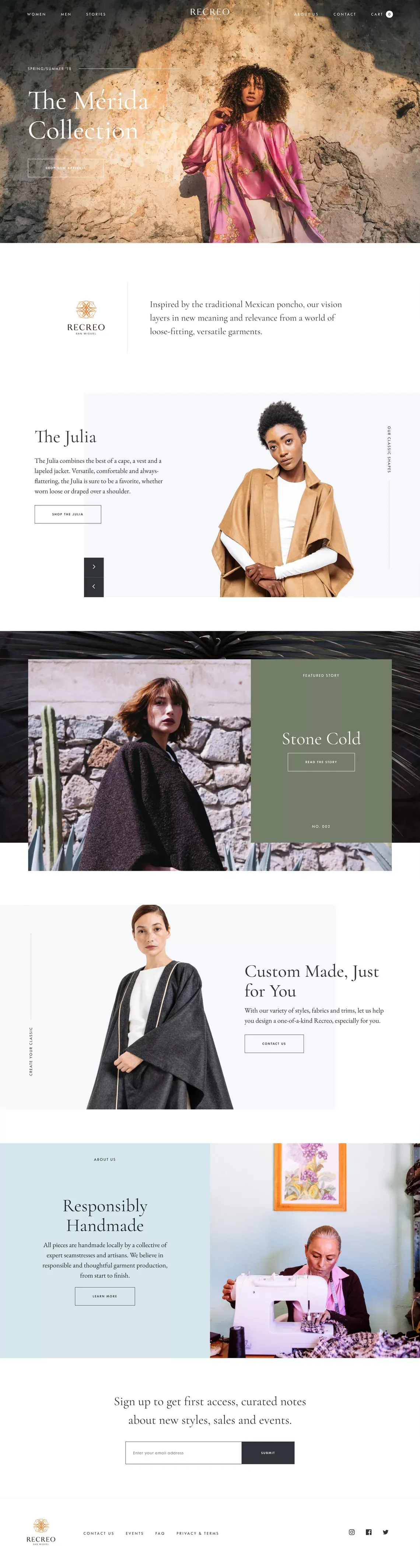 Luxury apparel inspired by traditional Latin American garments. – Recreo San Miguel - Ecommerce design