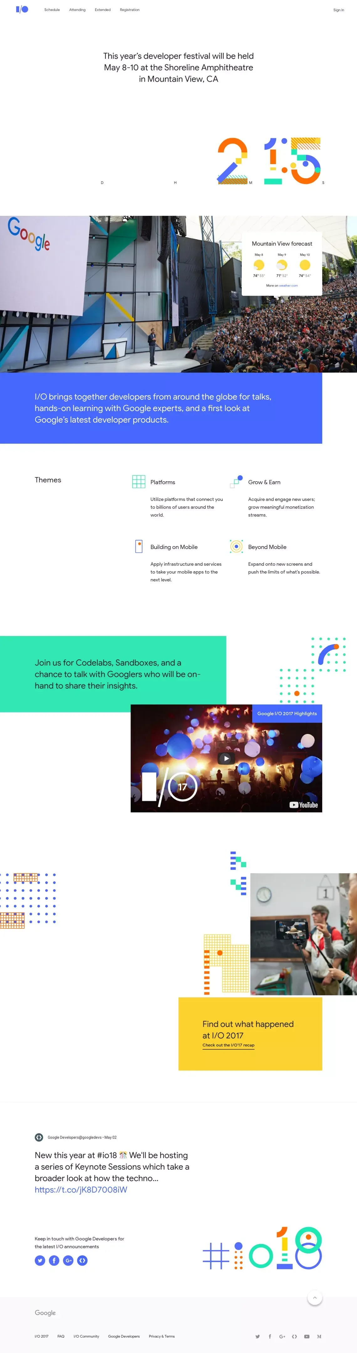 Google I/O 2018 - Landing design