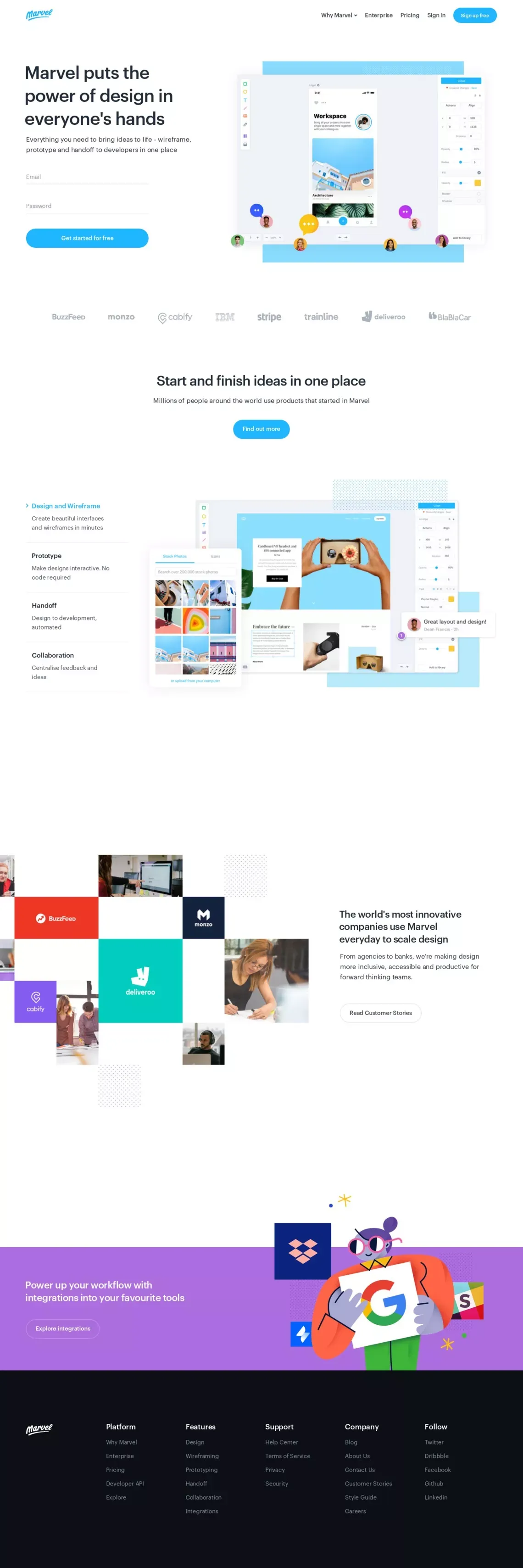 Marvel – Making design simple for everyone - Landing design