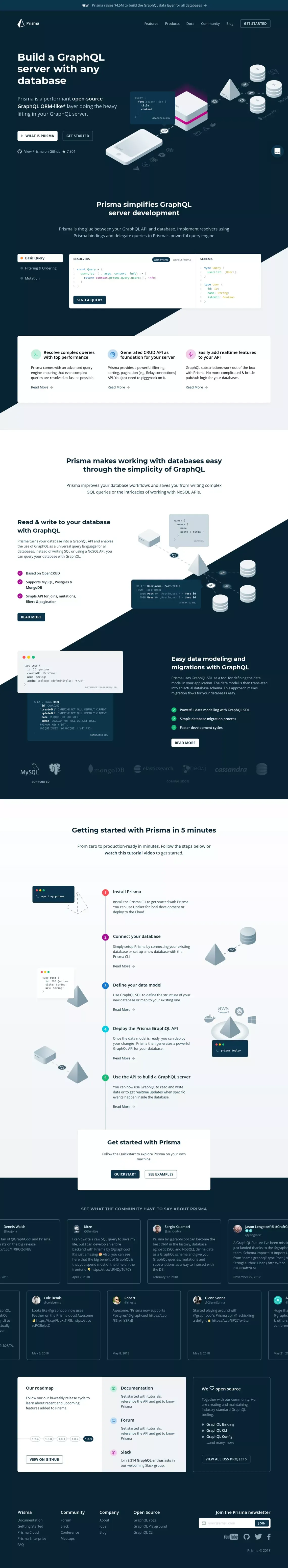 Prisma | Open-Source GraphQL ORM for GraphQL Servers - Landing design
