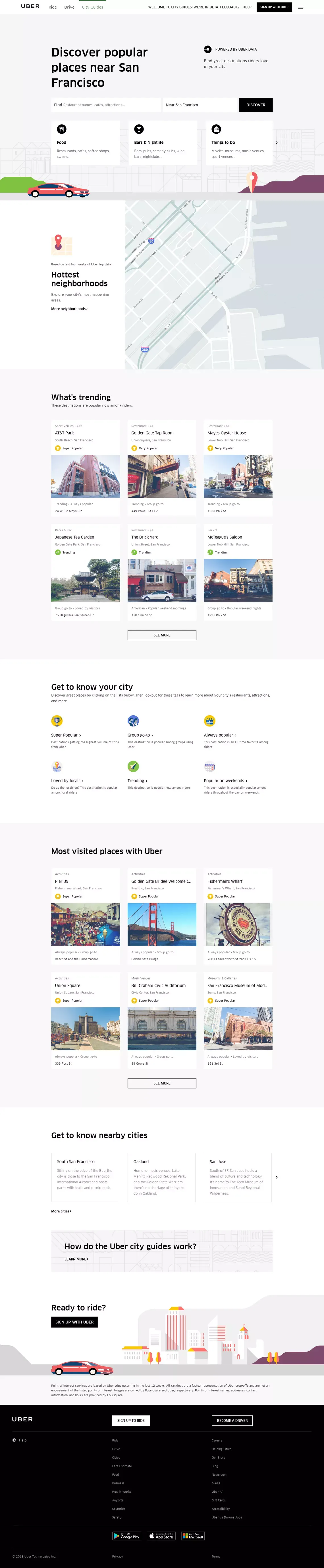 Explore Restaurants and Things to Do near San Francisco | Uber Local - Landing design