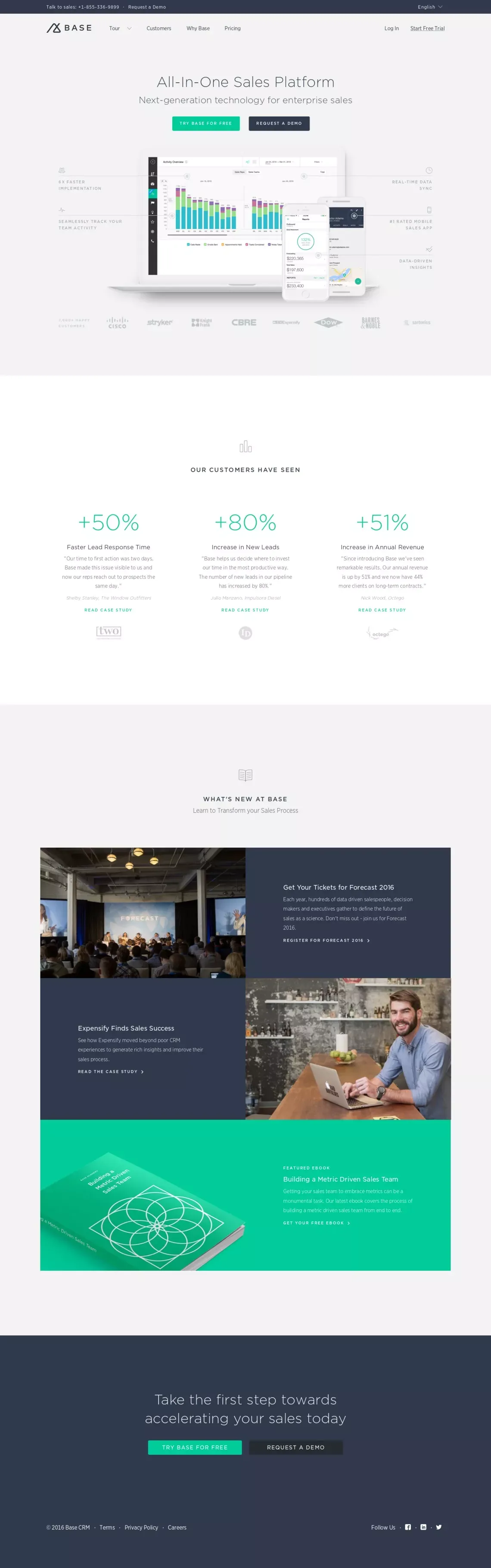 Intelligent CRM Software for Sales | Base CRM - Landing design