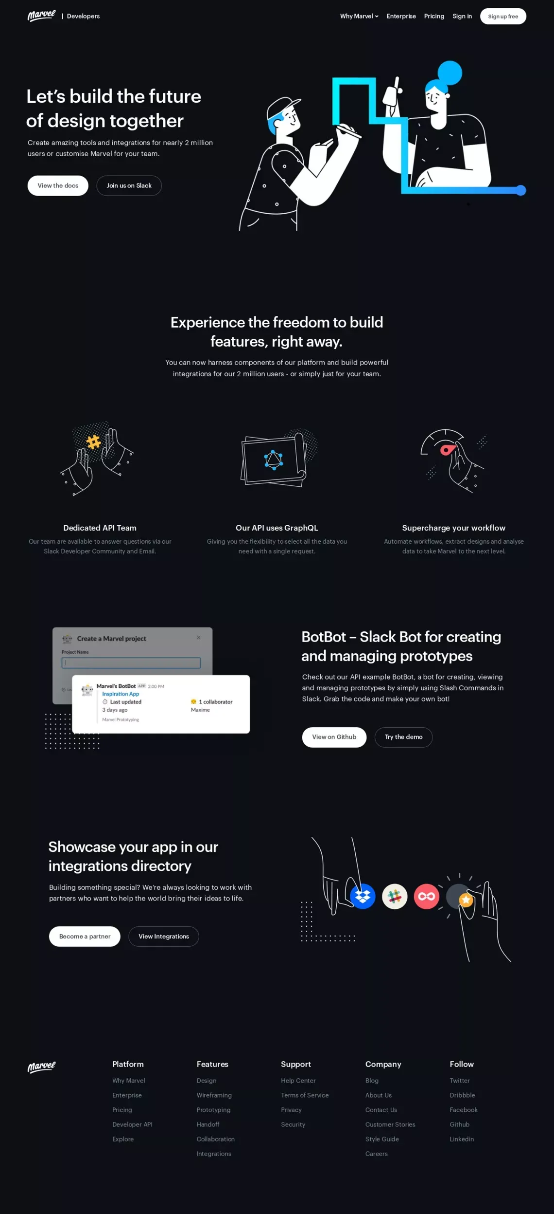 Developer API | Marvel - Landing design