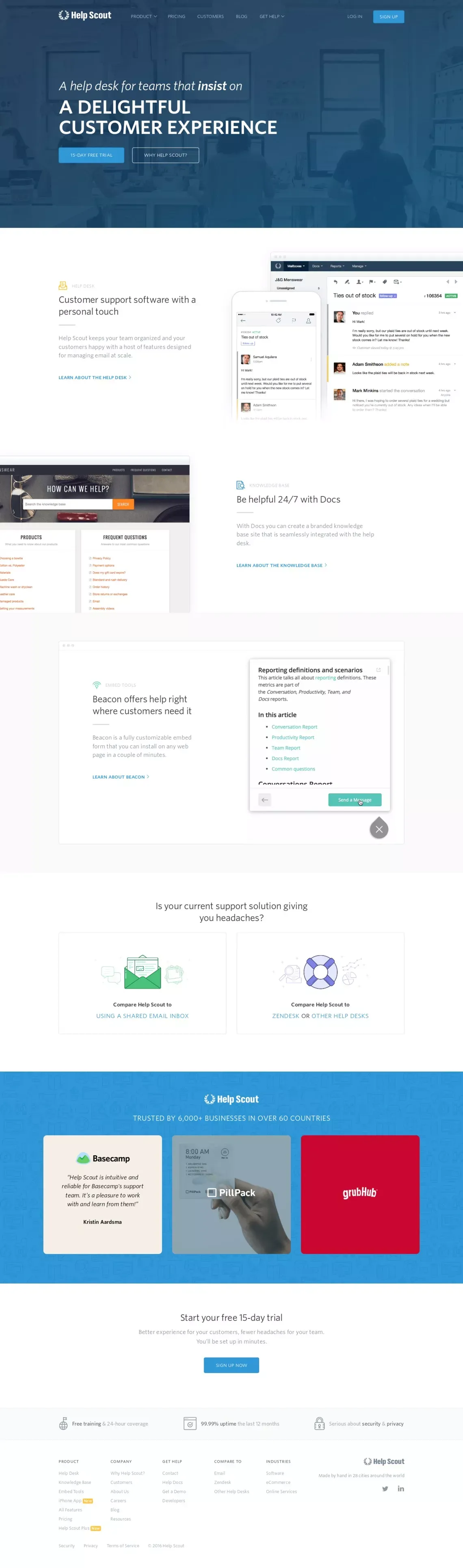 Help Desk Software by Help Scout - Landing design