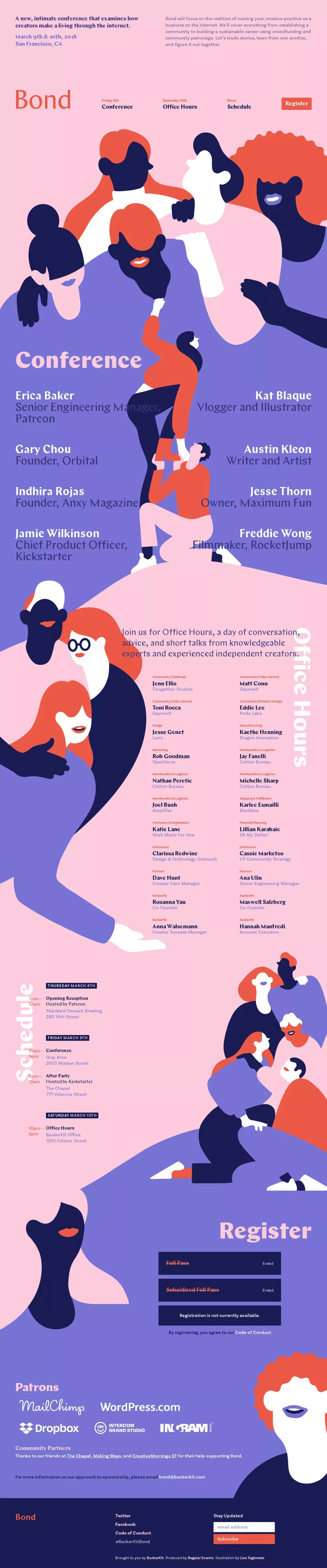 Bond · March 9th & 10th, 2018 · San Francisco, CA - Landing design