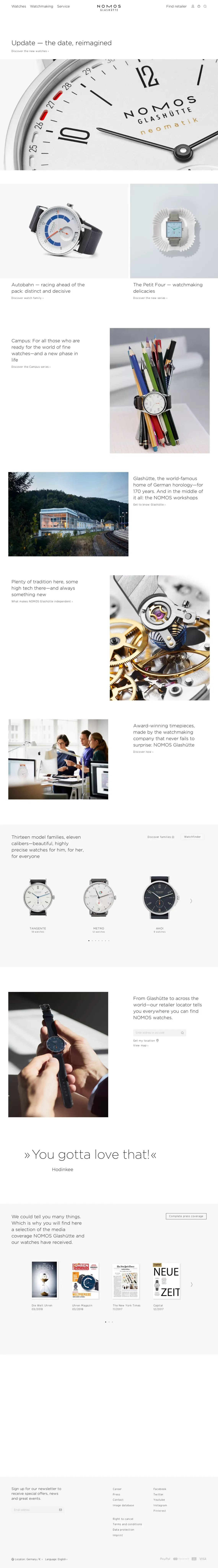 NOMOS Glashütte—the finest mechanical watches - Ecommerce design