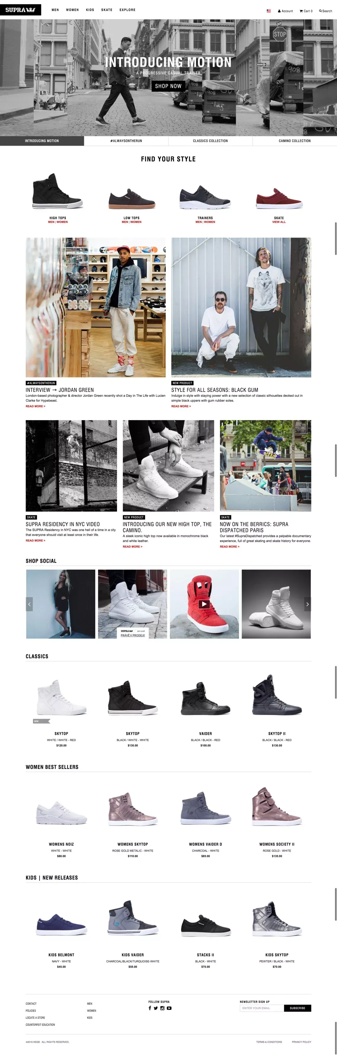 SUPRA Footwear | Skytop, Society, Vaider - SUPRA Footwear - Ecommerce design