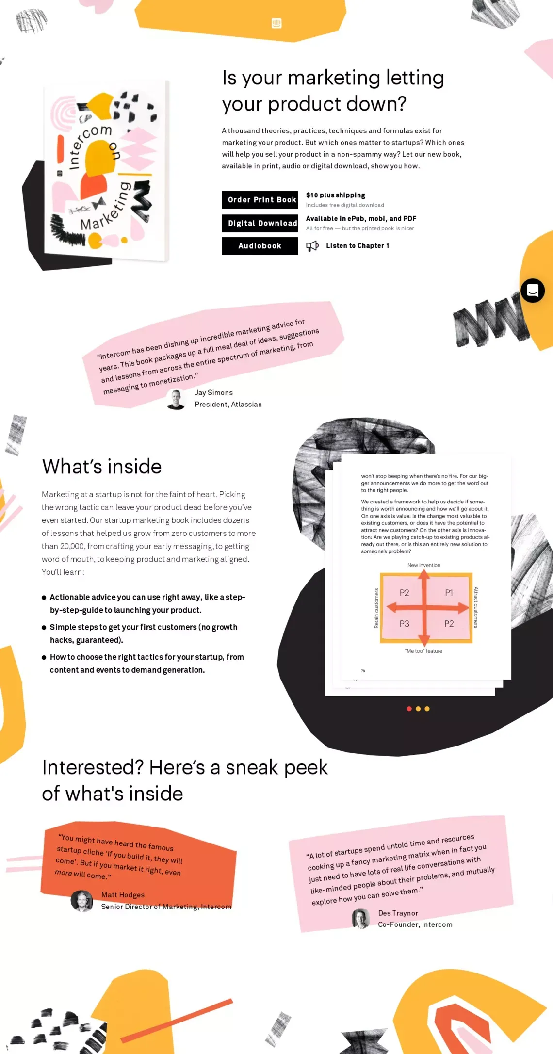 Intercom on Marketing | A Marketing Book For Startups - Landing design