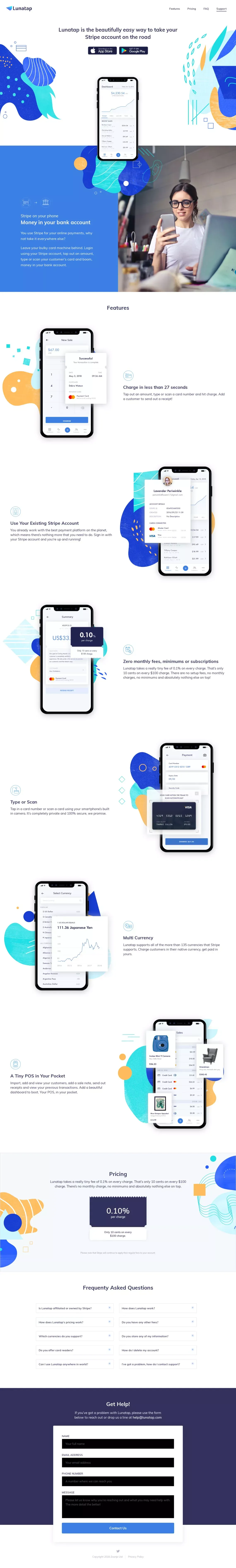 Lunatap - Landing design