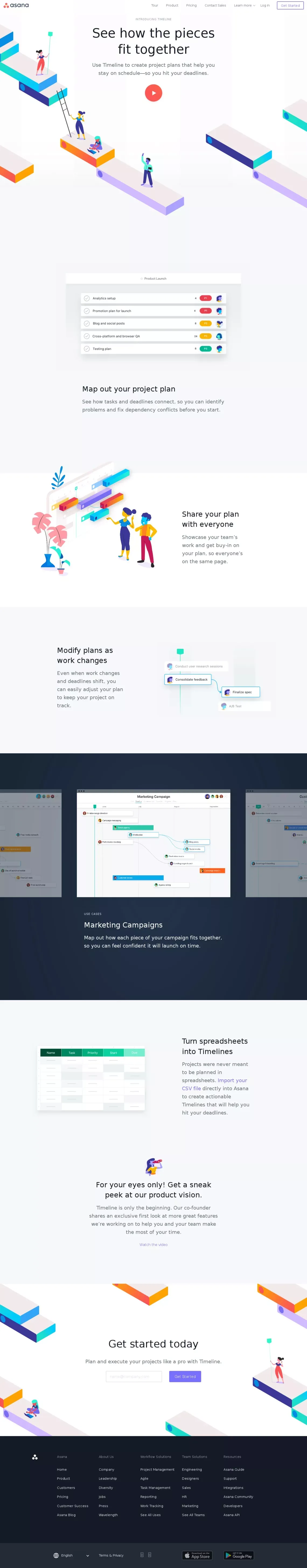Asana Timeline: create and view project timelines · Asana - Landing design