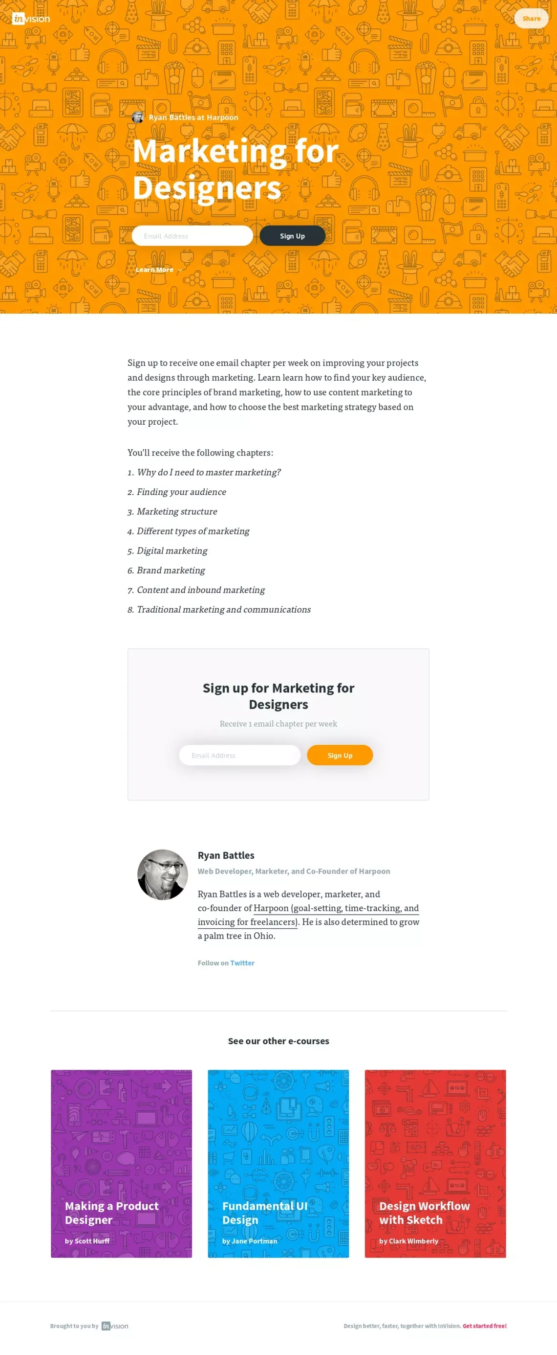 Free e-course—marketing for designers - Landing design