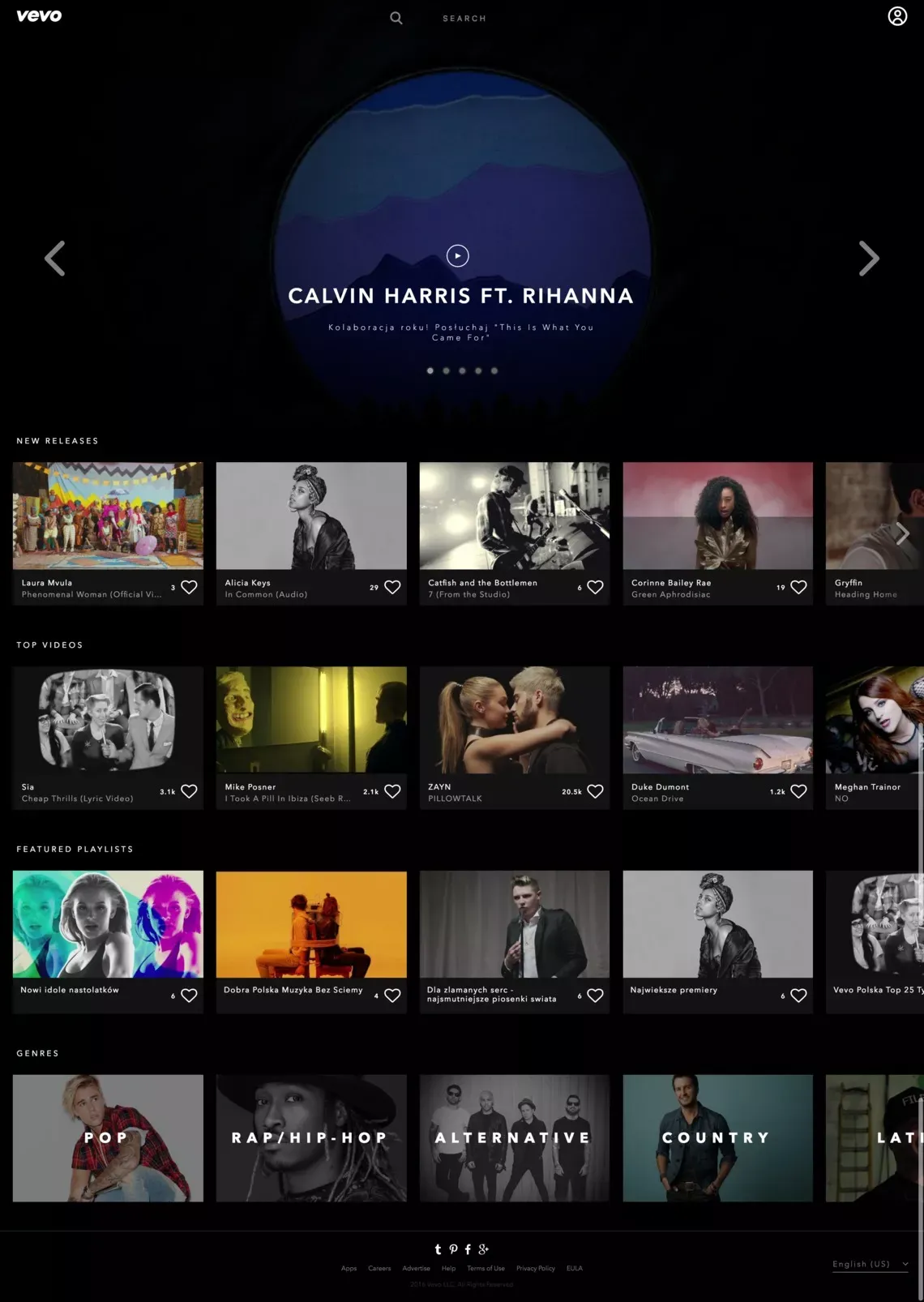 Vevo | New Music Videos, Premieres, Concerts & Original Shows - Landing design