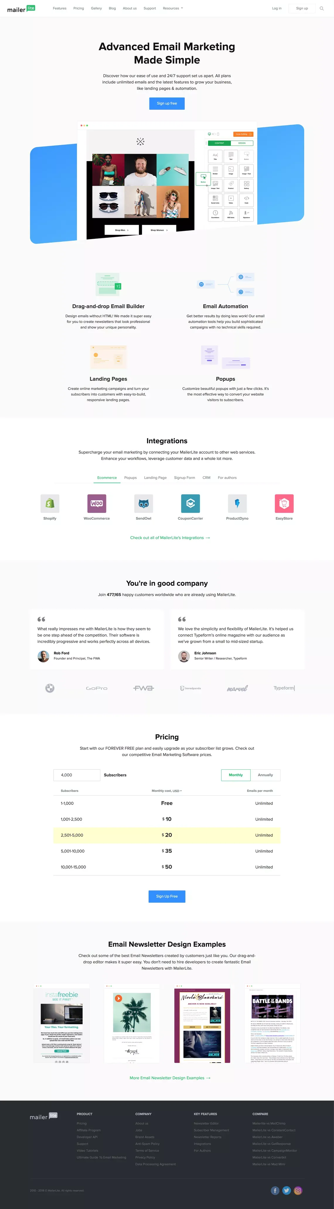Email Marketing Software, Automation and Service - MailerLite - Landing design