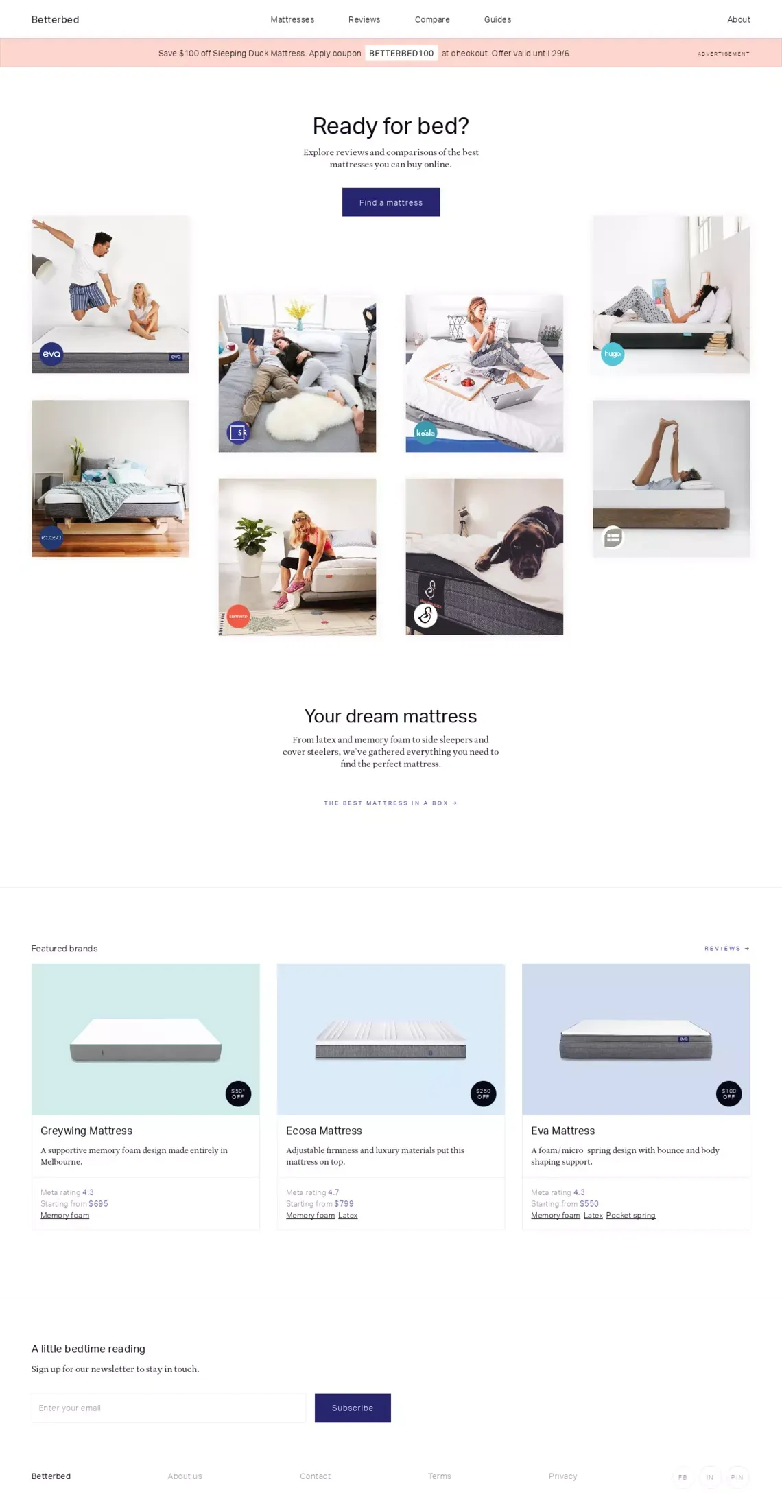 Betterbed — Find your dream mattress - Ecommerce design