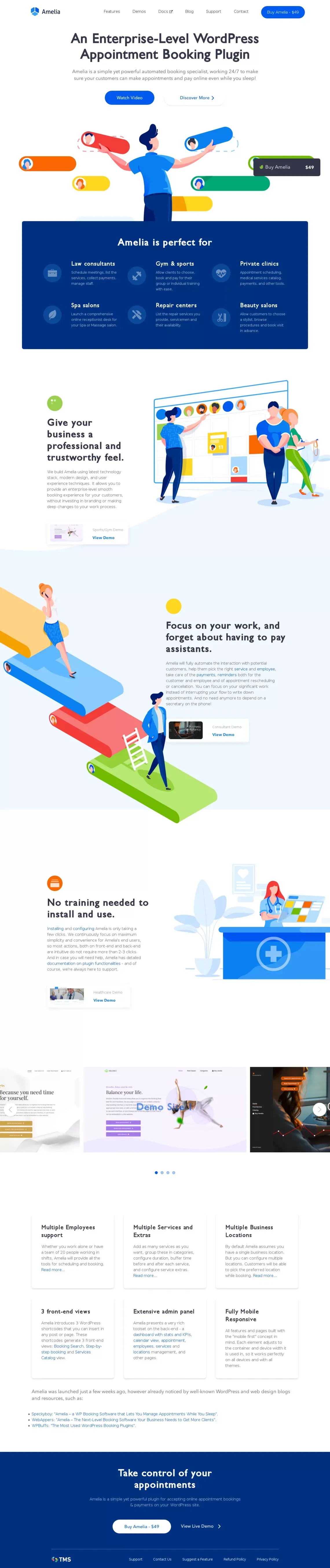 Amelia - WordPress Appointment Booking Plugin - Accept Bookings Online - Landing design