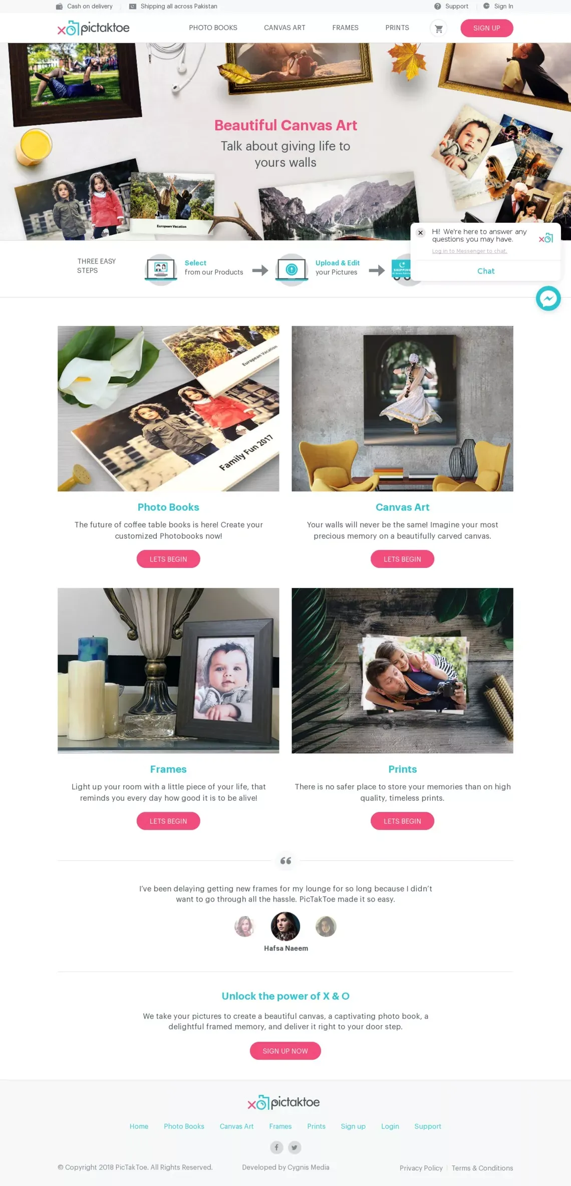 Custom Photo Albums, Canvases, Frames & Prints - PicTakToe - website design