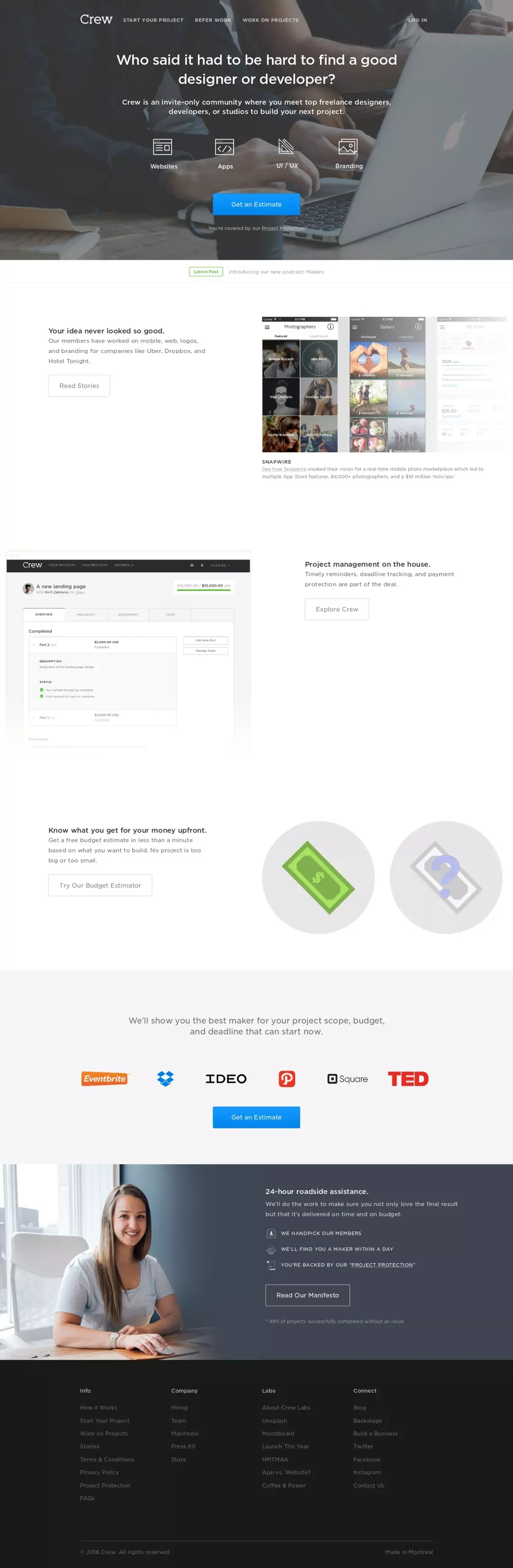 Crew | Handpicked Freelance Web Design & Web Developers - Landing design