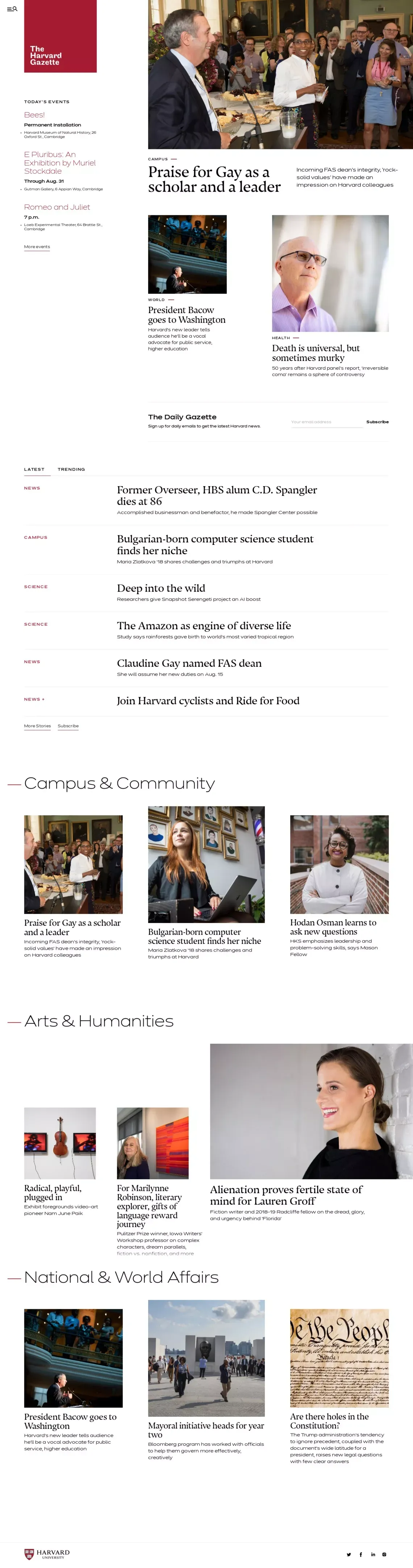 Harvard Gazette – Official news from Harvard University covering innovation in teaching, learning, and research - Blog design