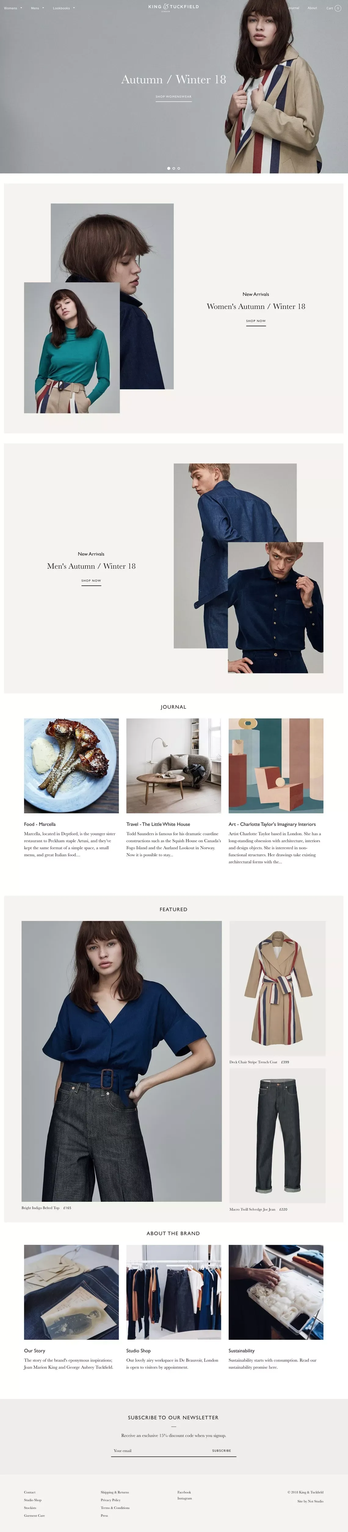 King & Tuckfield | Home - Ecommerce design
