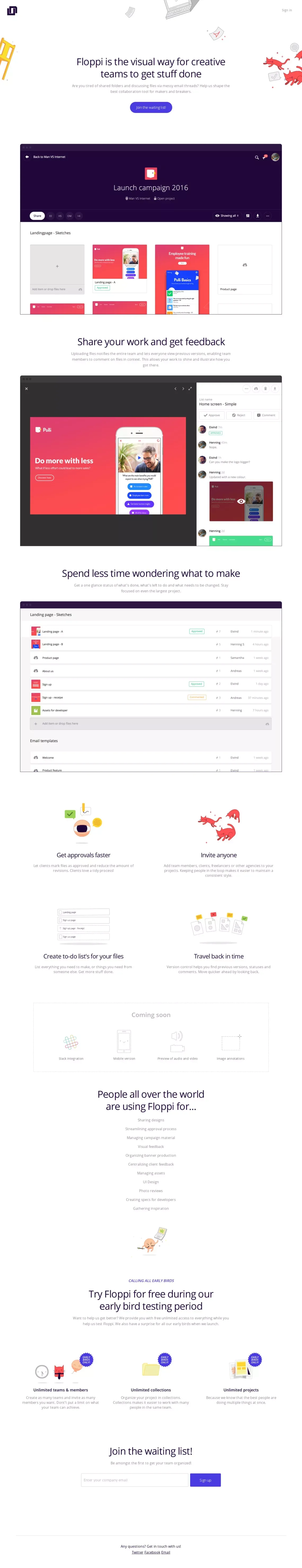 Floppi - Collaborate on any file with anyone - Landing design
