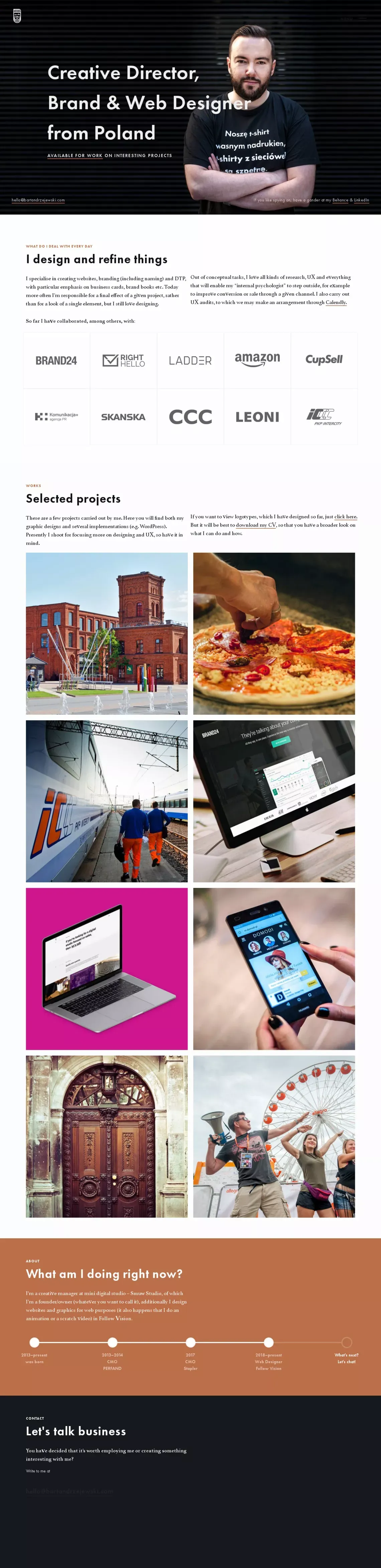 Bart Andrzejewski – Creative Director, Brand & Web Designer – Résumé, Portfolio etc. - website design