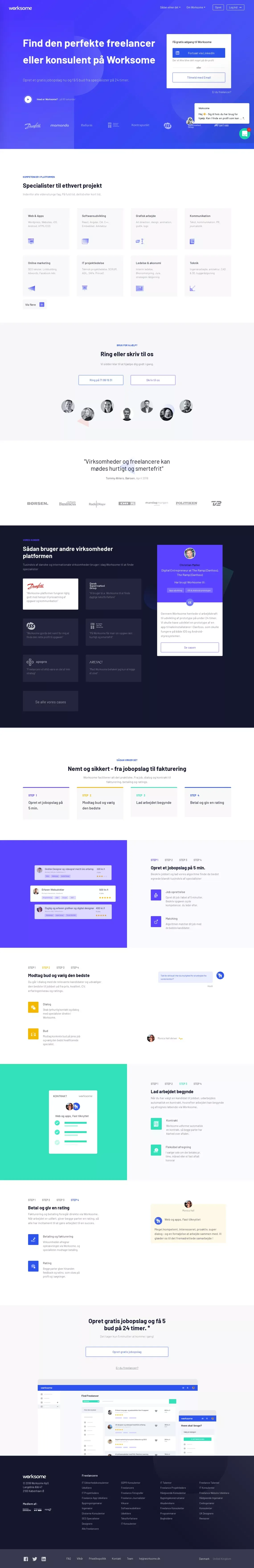 Worksome - Danmarks største platform for freelancere & konsulenter - Landing design