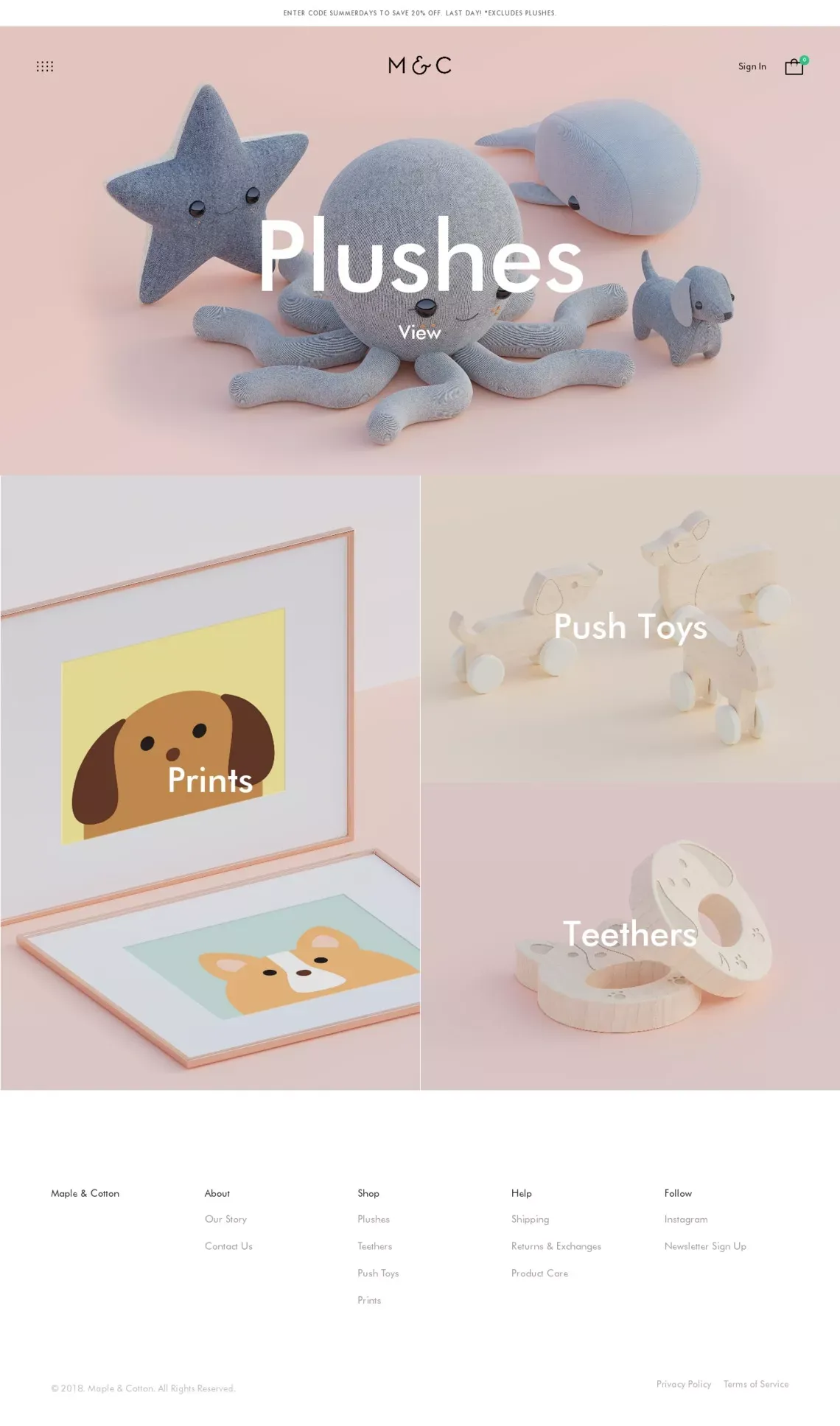 Maple & Cotton - Ecommerce design