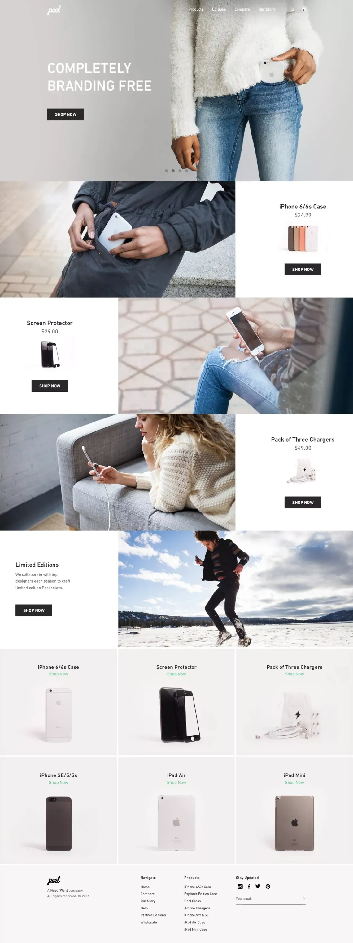 Peel - Super Thin iPhone Cases - Landing design
