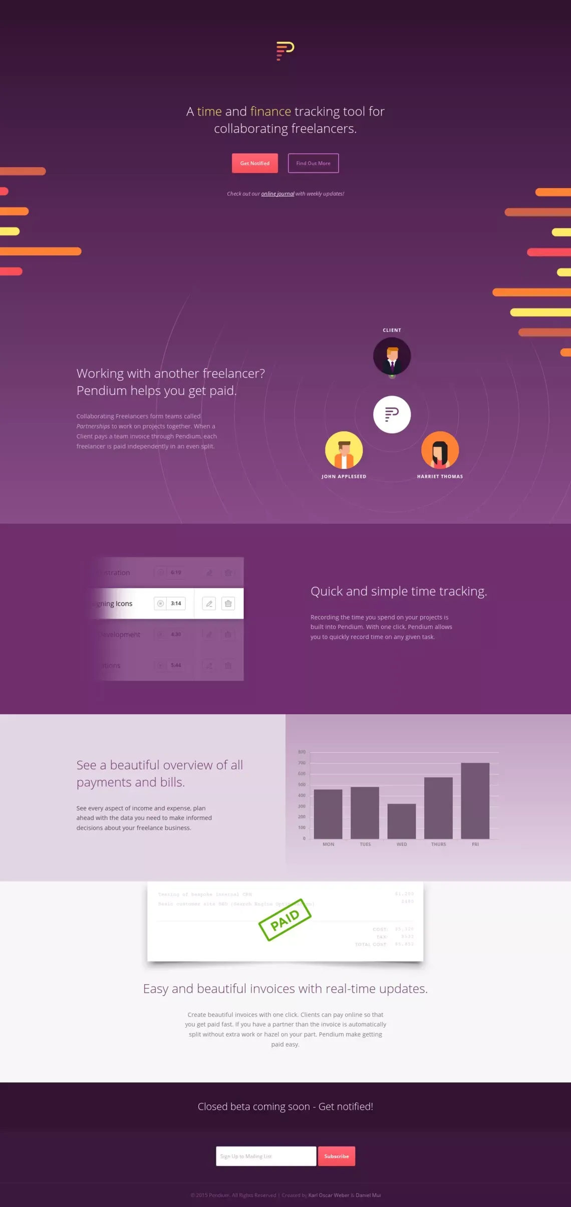 Pendium - Landing design